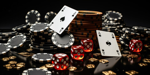 High Stakes Night: Casino Cards, Chips, and Cubes in Play