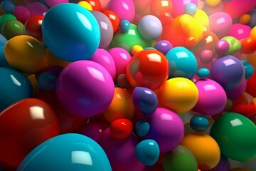 Fototapeta na wymiar colorful party background filled with vibrant balloons. Generative AI