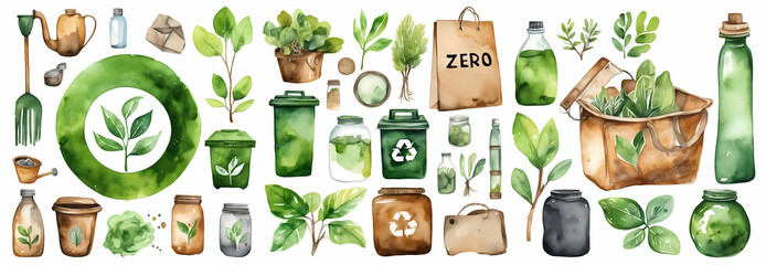 Set of zero waste element - obrazy, fototapety, plakaty