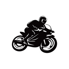 motorcycle silhouette design. fast biker sign and symbol. sport motorbike illustration.