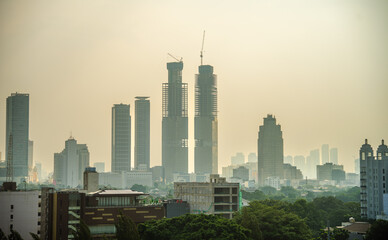 Jakarta skyline at dusk, Indonesia