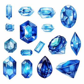 Set of blue stones and diamonds