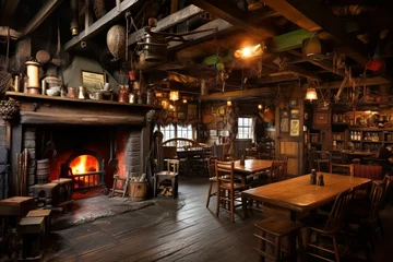 Fotobehang Rustic Irish tavern with classic charm. Generative AI © James