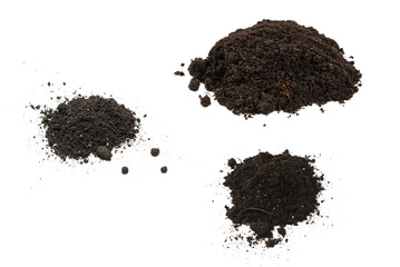 A handful of earth isolated on white background.