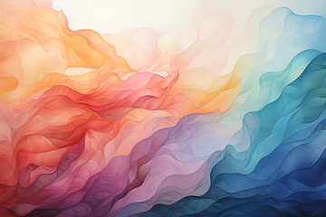 Abstract Background 3D shape wave colorful water color painting style