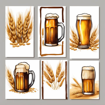 Set of beer brewery banners or flyers