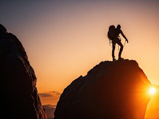 silhouette of a climber person. ai generative