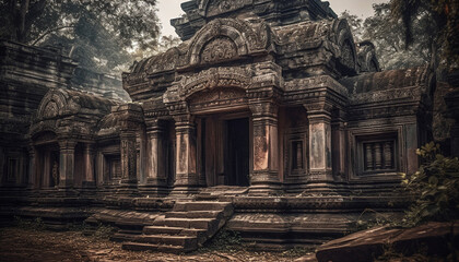 Ancient ruins of Angkor, famous for its architecture and spirituality generated by AI