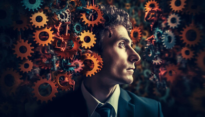 Team of experts in the industry working on innovative machinery generated by AI