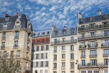 Fototapeta na wymiar Paris, beautiful building boulevard Malhesherbes, in a luxury district 