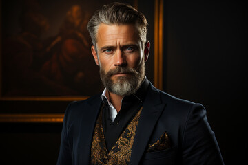 Fototapeta premium Studio portrait of middle age man on different colours background