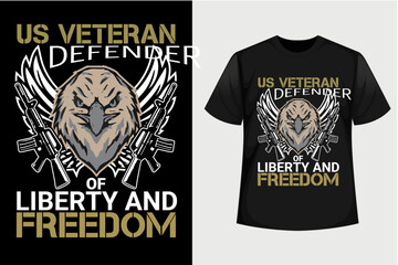 Us veteran defender of liberty and freedom t-shirt design, veterans day t-shirt design premium vector
