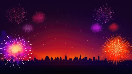 Fototapeta na wymiar Fireworks banner for Diwali festival of lights background. Colorful Indian firework illustration.