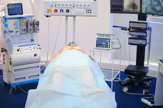 Operating room in modern hospital with a training dummy