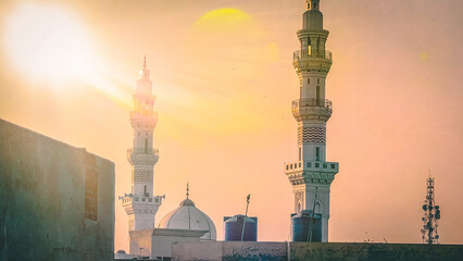 Fototapeta na wymiar Pakistan Lahore mosque rooftop view