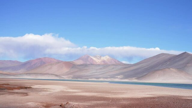 beautiful landscape view to Las Piedras Rojas in Salar de Aguas Calientes of San Pedro de Atacama	