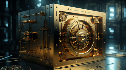heavily guarded bank vault, with generative ai