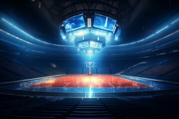 Well-lit basketball stadium. Generative AI