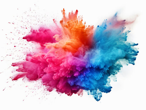 Bunte Pulver Explosion auf wei&szlig;em Hintergrund