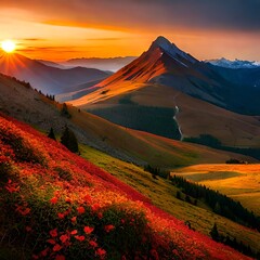 Fototapeta premium sunrise in the mountains