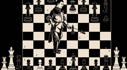 black and white chess pieces