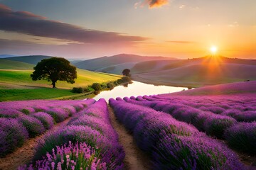 lavender field in region Generated Ai