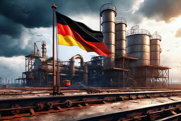 Alte Fabrik Gebäude im Verfall mit Deutschlandflagge