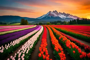 Foto op Plexiglas field of tulips in spring Generated Ai © Resonant Visions