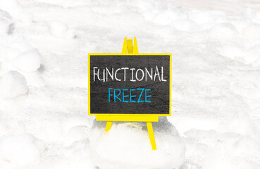 Functional freeze symbol. Concept words Functional freeze on beautiful black chalk blackboard....