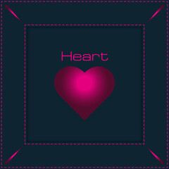 Square black luxury frame with heart. Template for your design.