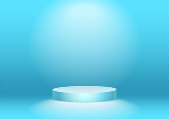Blue studio background lit by spotlights. A clean background for presentation various products.