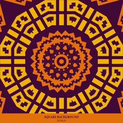 Template for your design with colored pattern. Square pattern with colorfull ethnic elements. 