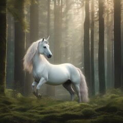  A digital illustration of a unicorn in a forest2