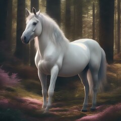  A digital illustration of a unicorn in a forest1