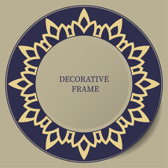 Circle frame with ornamental pattern. Template for yuor design.