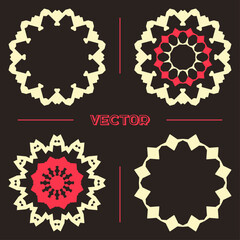 Set of 4 Round Frame in classic style. Ornamental Vector Frame. Floral style for Trendy Textile, Home Decor, Paper Products