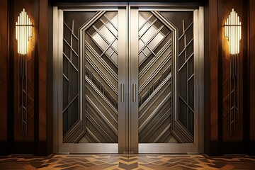 Art Deco door made with distinct design and materials. Generative AI