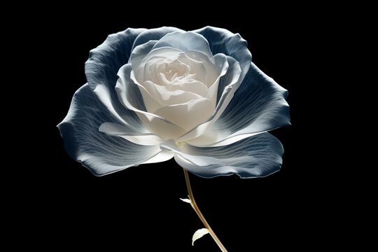 White isolated x-ray flower image of a rose. Generative AI