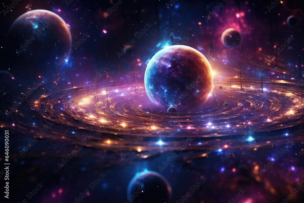 Wall mural orbit of universe colourful abstract background. generative ai