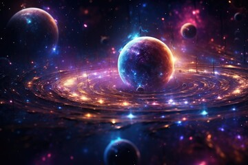 Orbit of Universe colourful abstract background. Generative AI