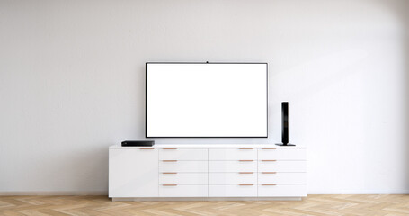 Cabinet wooden design on white room interior modern style.