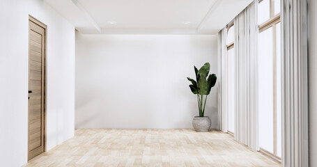 white Empty wooden room, Cleaning japan room interior, 3D rendering