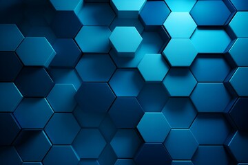 Abstract blue hexagon geometric pattern background. Generative AI