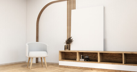 Tv cabinet in modern empty room Japanese - zen style,minimal designs.