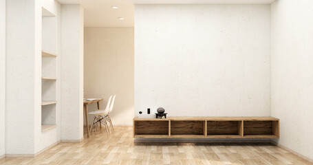 Tv cabinet in modern empty room Japanese - zen style,minimal designs.