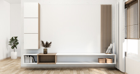 Tv cabinet in modern empty room Japanese - zen style,minimal designs.