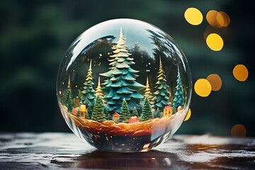Joyful Christmas: Clear Water Bubble with Festive Tree