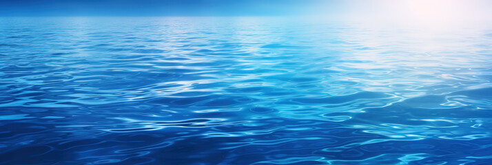 Blue water panorama background with soft waves