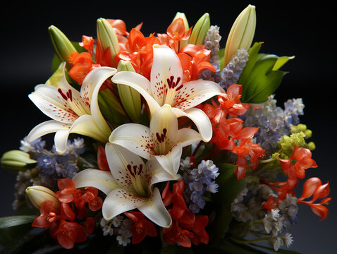 bouquet of lilies UHD wallpaper Stock Photographic Image