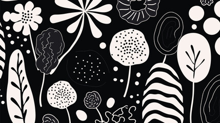 Abstract organic shapes of flower patterns, minimalistic background with abstract shapes, 2D vector illustration.